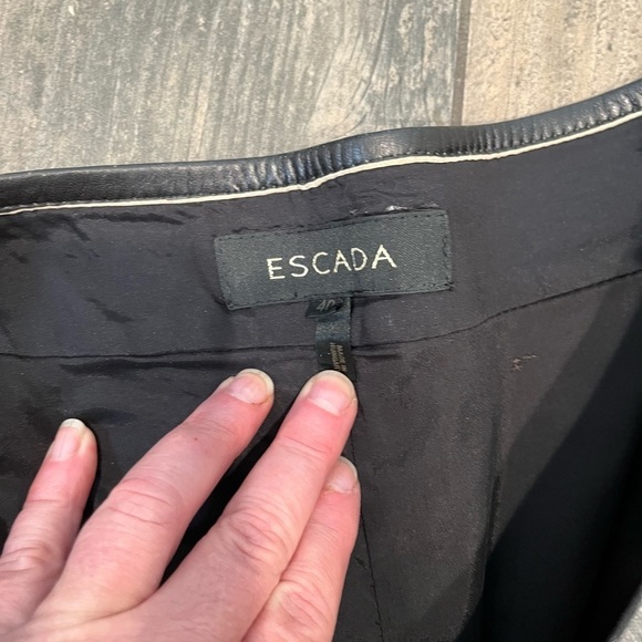 Escada Black Leather Lambskin Pants Size 40 (German) =US 8/10 Straight Leg - Picture 6 of 10